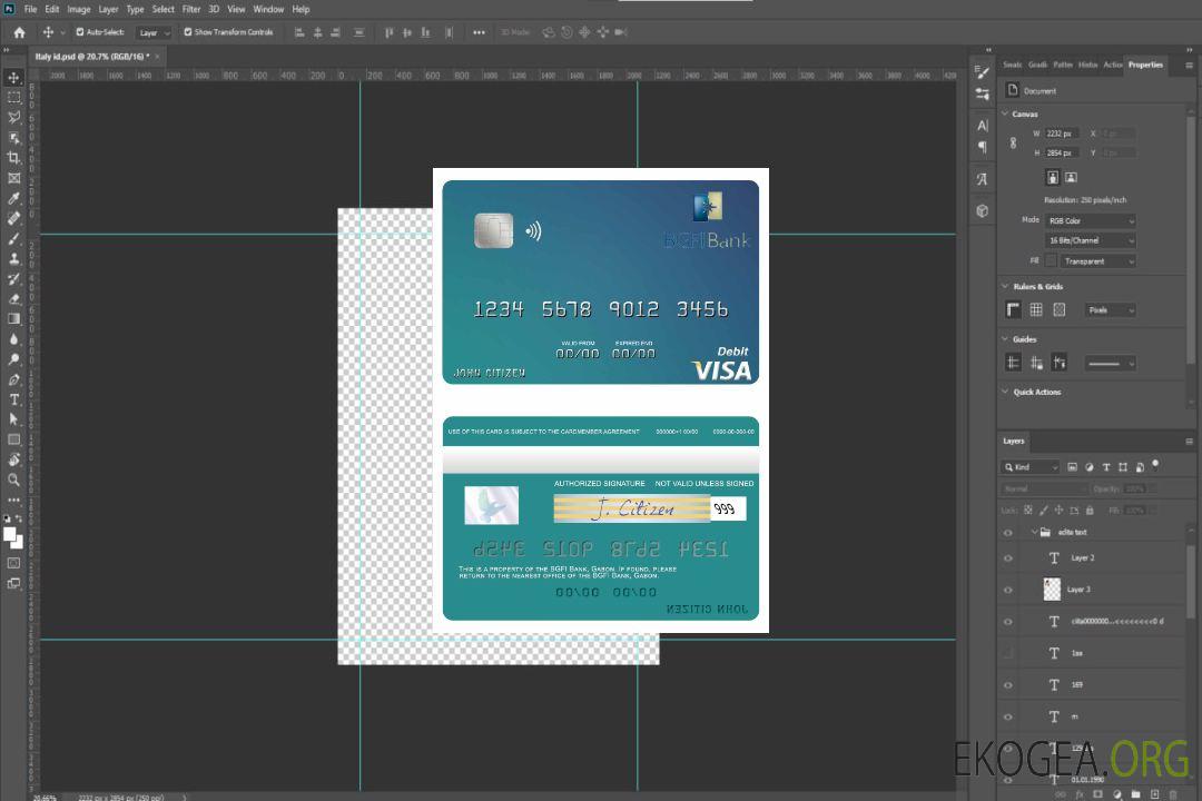 Carte de débit visa Gabon BGFI Bank template Carte de débit visa Gabon BGFI Bank template